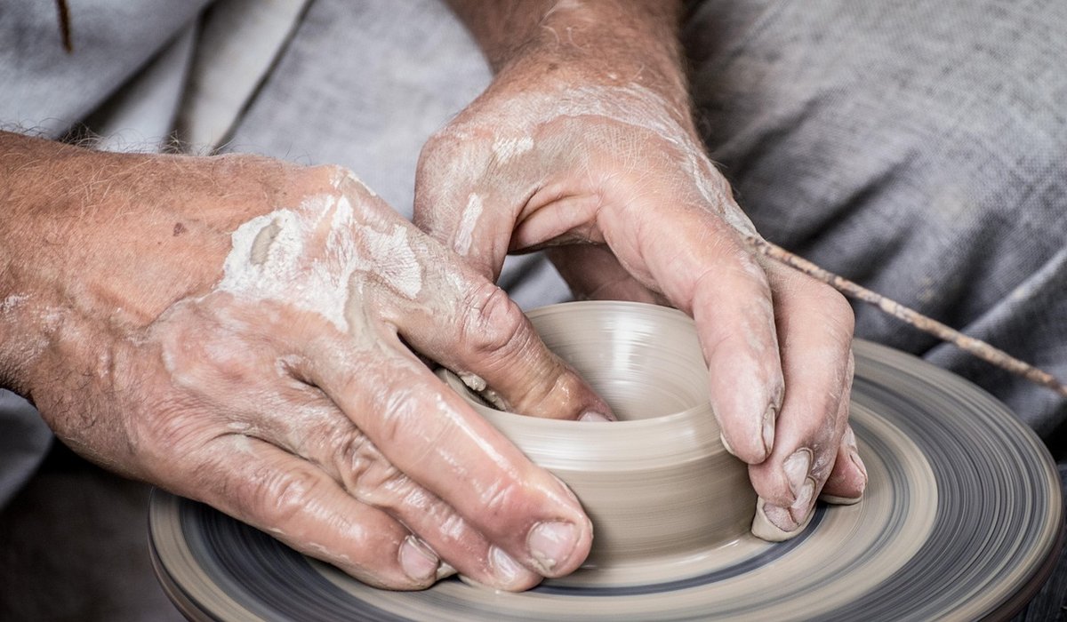 Pinching a Set of Rustic Stoneware Mugs